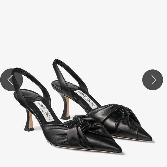Jimmy Choo Hedera 70mm Slingback Pumps Black 9 size 40 top knot leather detail - Picture 1 of 5